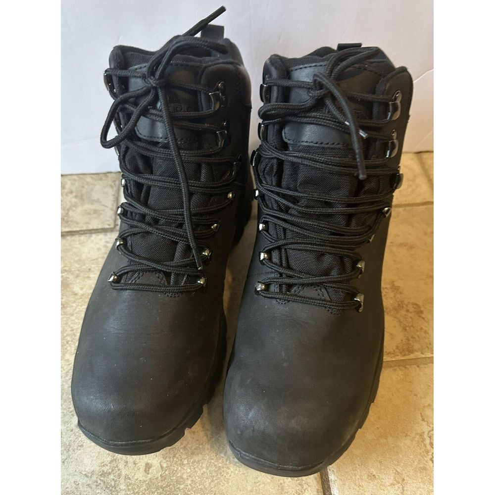 Everest Mens Black Leather Lace Up Waterproof Round Toe Hiking Boots Size US 11‎